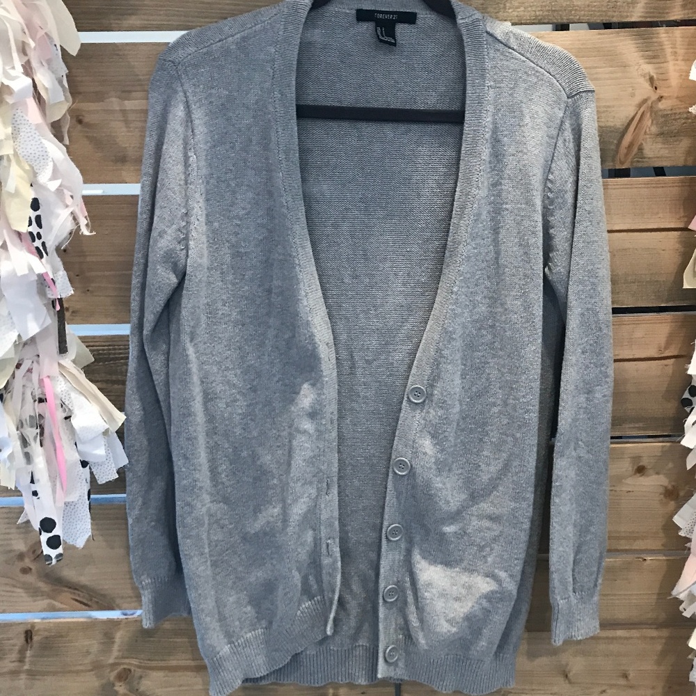 Heather Grey Button Cardigan